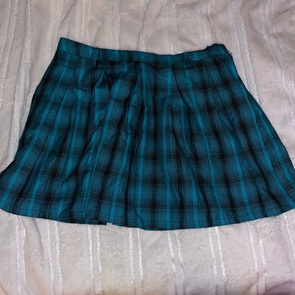 Turquoise plaid skirt